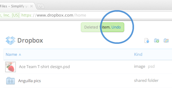 dropbox undo